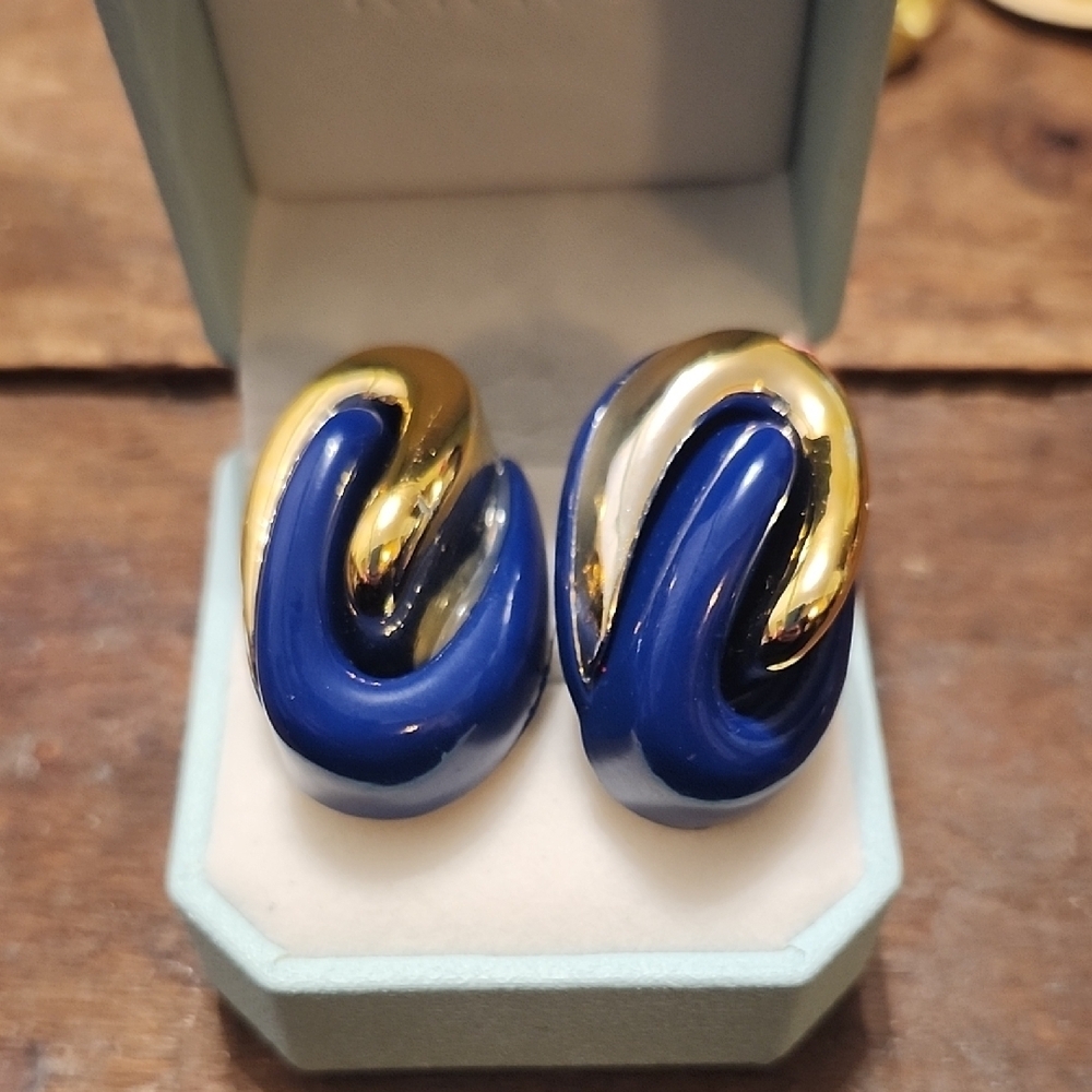 Elegant Blue and Gold Earrings